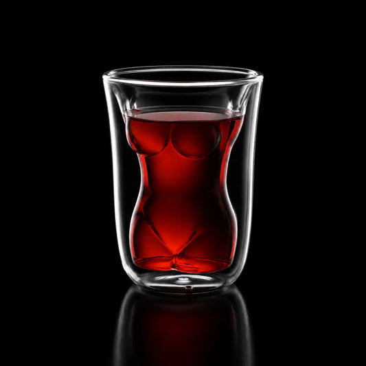 Sculpted Body Double-Wall Glass Cup