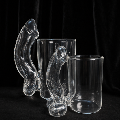 DETKRONIX handmade glass mug with unique sculptural handle