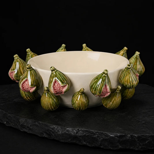 The Verdant Fig Hand-Painted Ceramic Bowl
