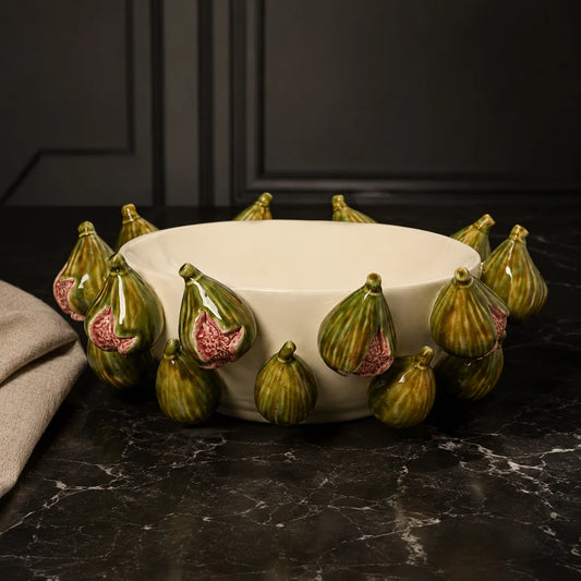 The Verdant Fig Hand-Painted Ceramic Bowl