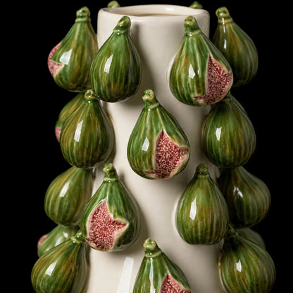 The Verdant Fig Hand-Painted Ceramic Vase