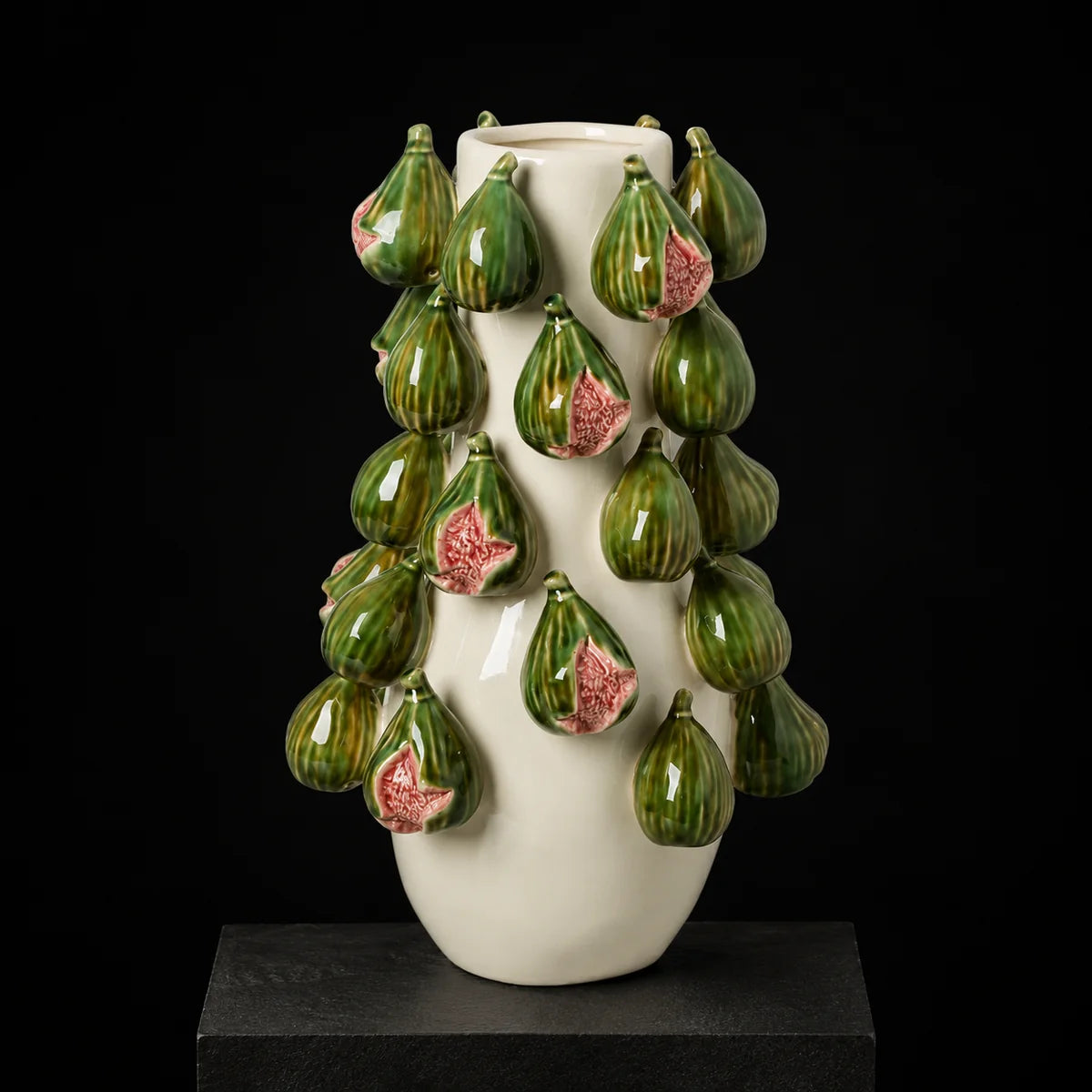 The Verdant Fig Hand-Painted Ceramic Vase