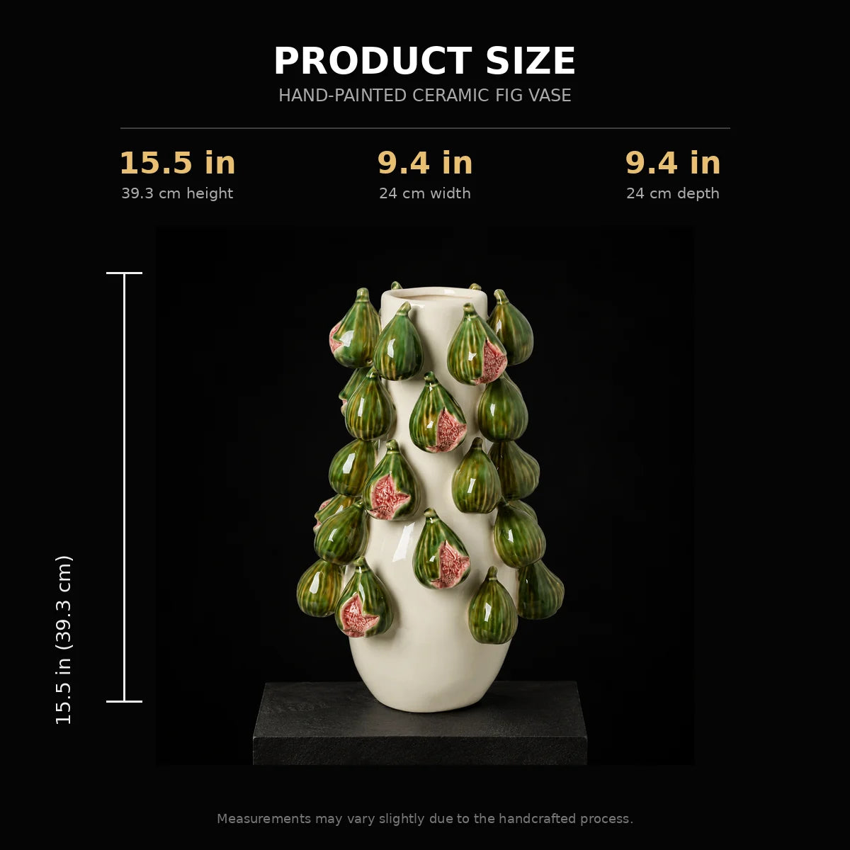 The Verdant Fig Hand-Painted Ceramic Vase