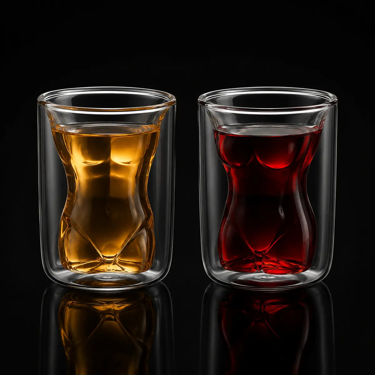 Sculpted Body Double-Wall Glass Cup