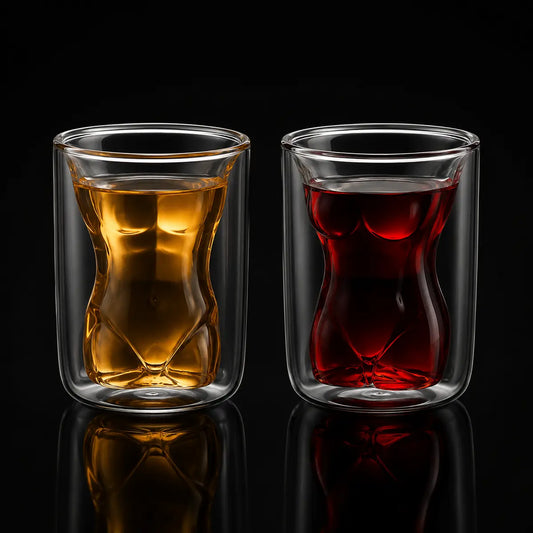 Sculpted Body Double-Wall Glass Cup