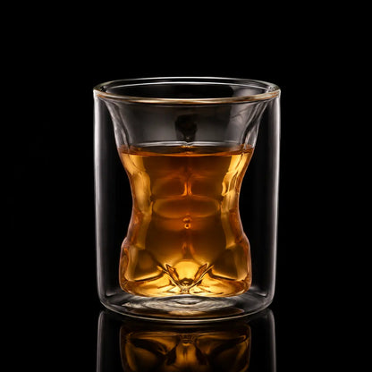 Sculpted Body Double-Wall Glass Cup